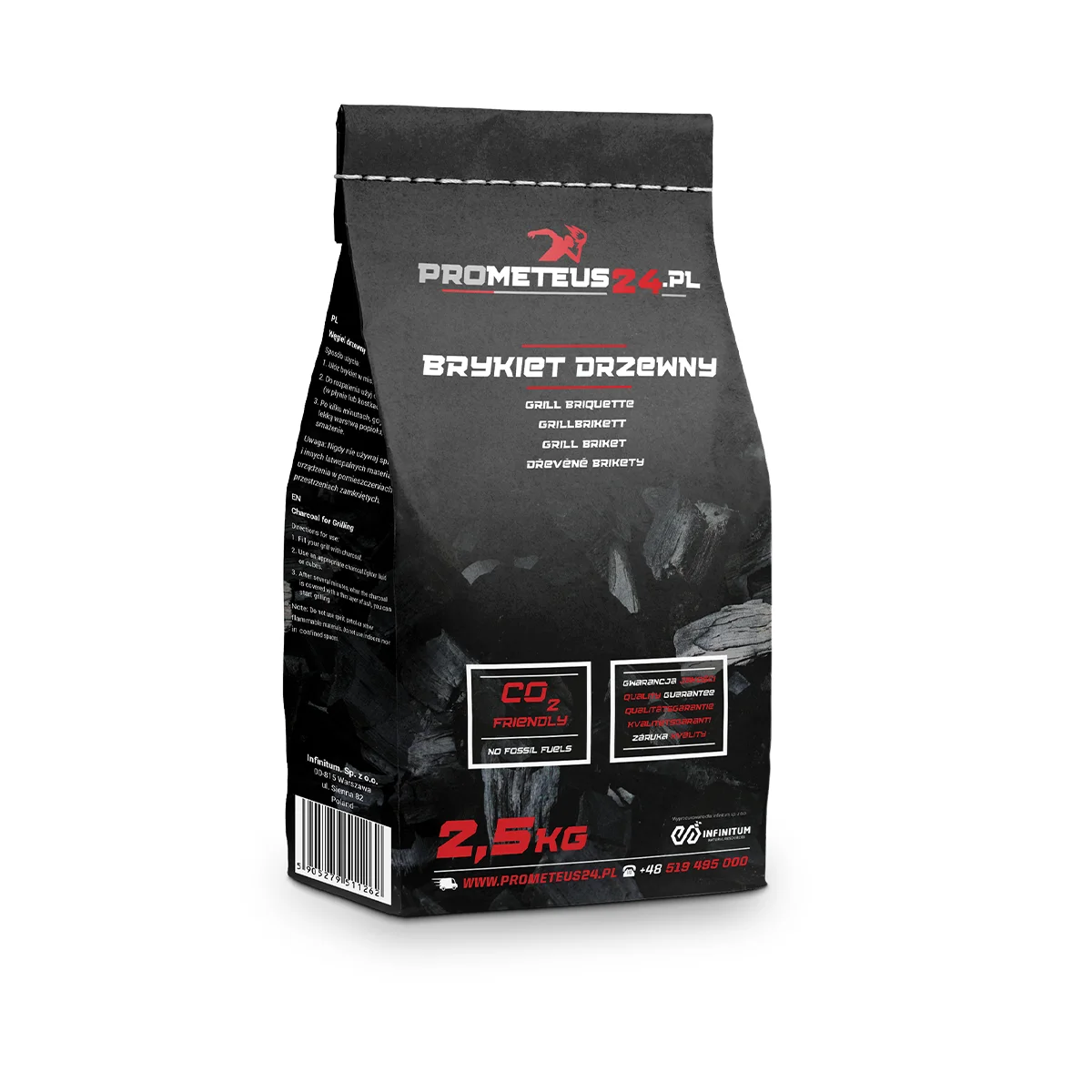 Brykiet węgla drzewnego 2,5 kg - paleta 200 szt.